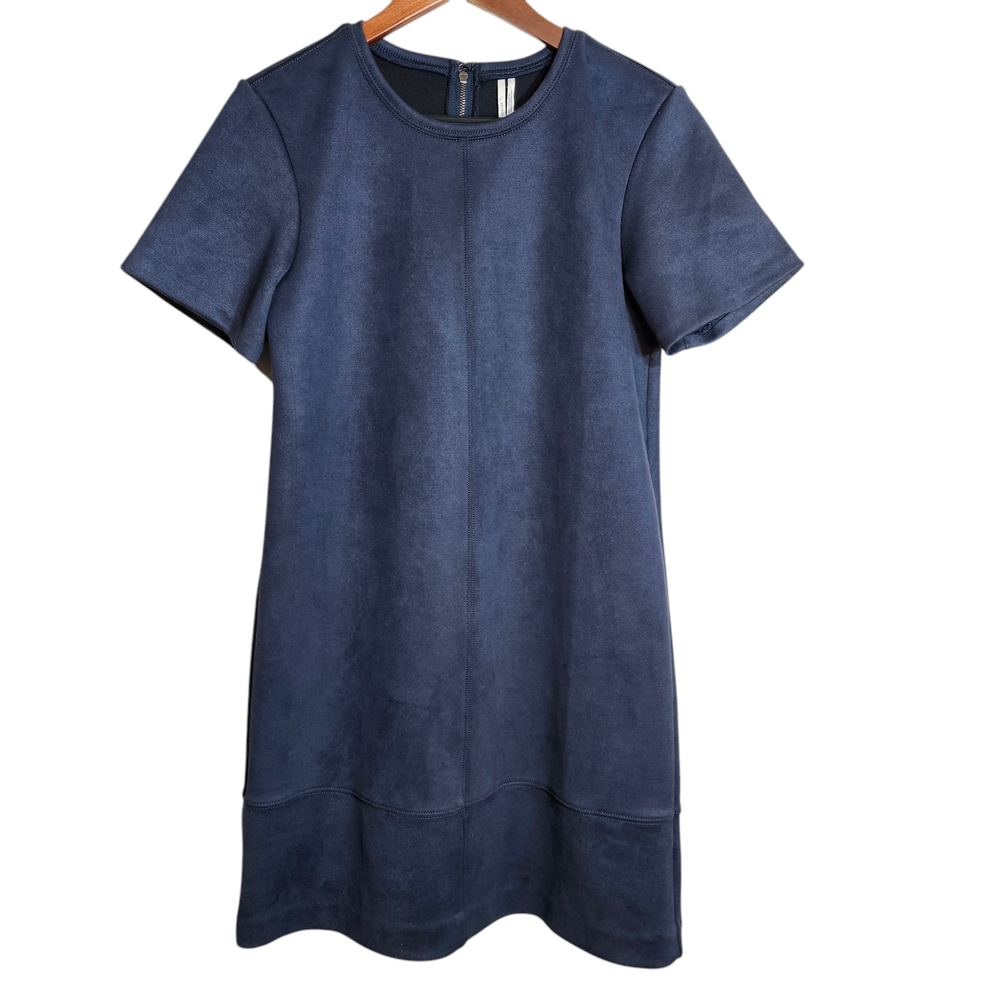 Anthropologie Women Navy Soft Faux Suede Short Sleeve Dress - Size S